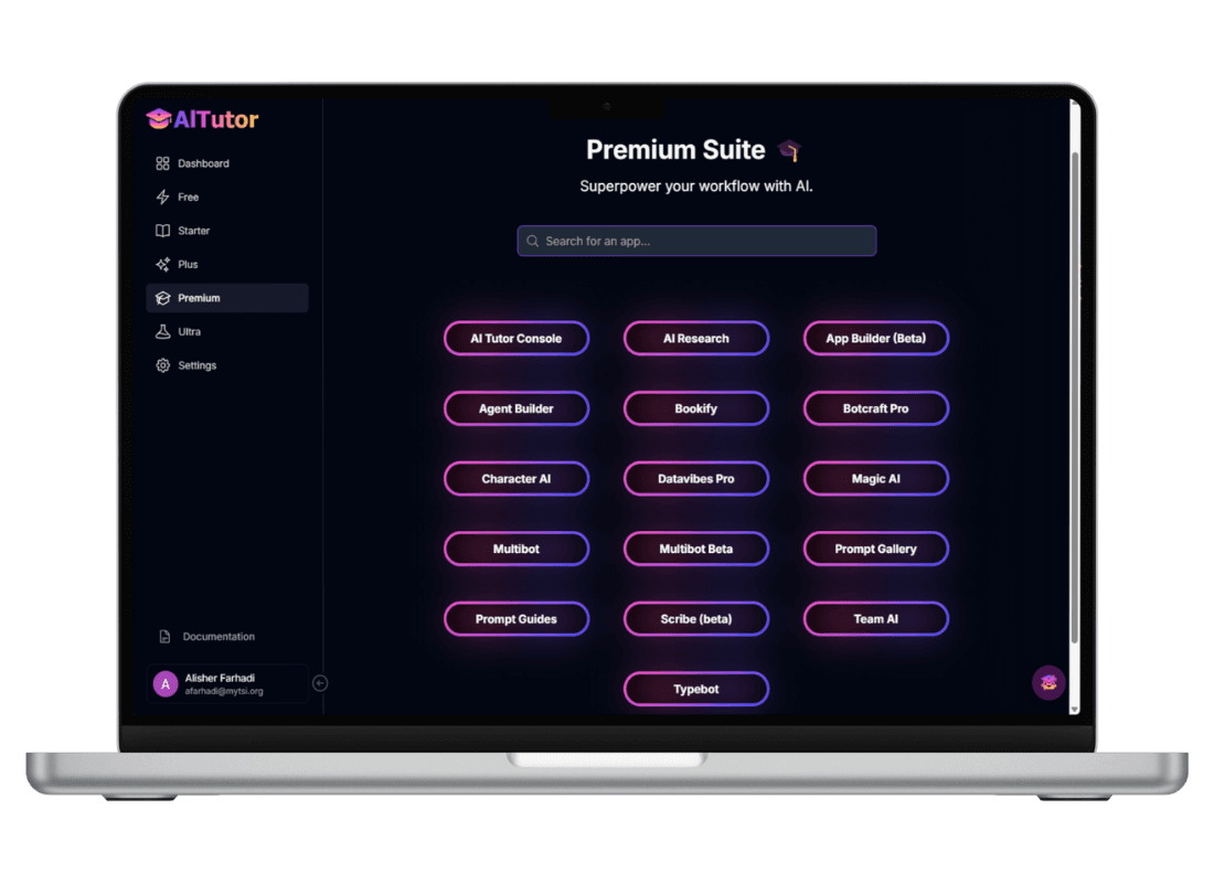 AI Tutor Laptop Dark Mode